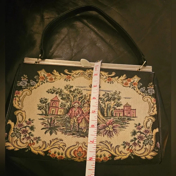 Vintage La Marquise Italian Tapestry 1950s Clutch Top Handle  Hand Bag - Picture 13 of 16